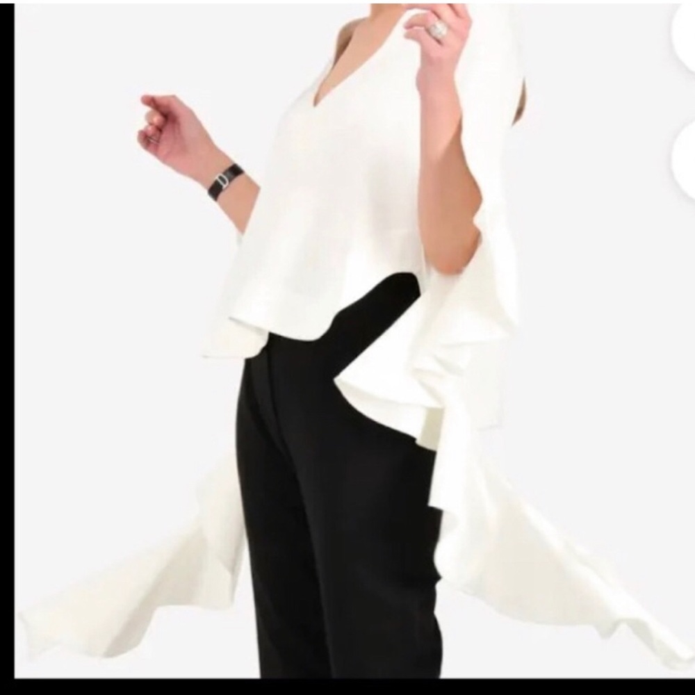 White Ruffle Sleeve Blouse